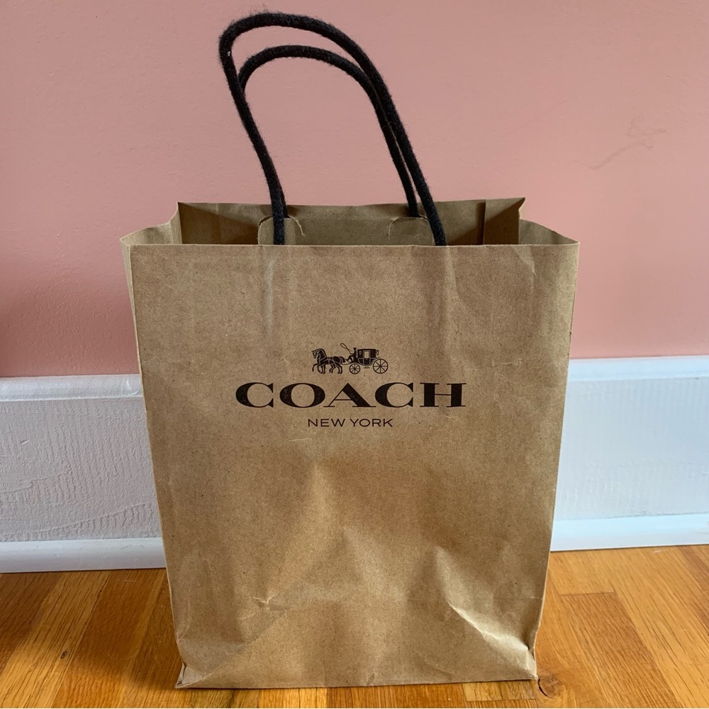 Coach Gift Bag Brown Paper Bag w/ Black Handles